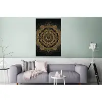 MuchoWow Wanddecoratie Metaal - Aluminium Schilderij Industrieel - Mandala - Goud - Bohemian - Luxe - 120x180 cm - Dibond - Foto op aluminium - Industriële muurdecoratie - Voor de woonkamer/slaapkamer
