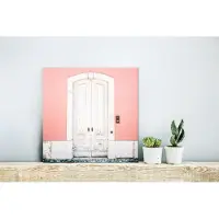 MuchoWow Wanddecoratie Metaal - Aluminium Schilderij Industrieel - Hout - Deur - Roze - Wit - 20x20 cm - Dibond - Foto op aluminium - Industriële muurdecoratie - Voor de woonkamer/slaapkamer