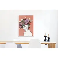 MuchoWow Wanddecoratie Metaal - Aluminium Schilderij Industrieel - Portret - Vrouw - Bloemen - Pastel - 60x80 cm - Dibond - Foto op aluminium - Industriële muurdecoratie - Voor de woonkamer/slaapkamer