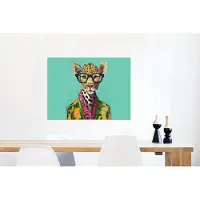 MuchoWow Wanddecoratie Metaal - Aluminium Schilderij Industrieel - Bladeren - Bril - Giraffe - Dieren - Design - 80x60 cm - Dibond - Foto op aluminium - Industriële muurdecoratie - Voor de woonkamer/slaapkamer