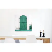 MuchoWow Wanddecoratie Metaal - Aluminium Schilderij Industrieel - Vintage - Groen - Deur - Hout - Gebouw - 50x50 cm - Dibond - Foto op aluminium - Industriële muurdecoratie - Voor de woonkamer/slaapkamer