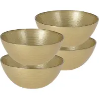 Excellent houseware Kommetjes/serveer schaaltjes - 4x - Athene - glas - D15 x H6 cm - goud - Stapelbaar