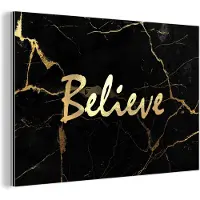 MuchoWow Wanddecoratie Metaal - Aluminium Schilderij Industrieel - Quote - Hoop - Goud - Marmer - 90x60 cm - Dibond - Foto op aluminium - Industriële muurdecoratie - Voor de woonkamer/slaapkamer