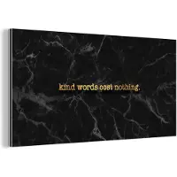MuchoWow Wanddecoratie Metaal - Aluminium Schilderij Industrieel - Quotes - Spreuken - Goud - Marmer - 160x80 cm - Dibond - Foto op aluminium - Industriële muurdecoratie - Voor de woonkamer/slaapkamer