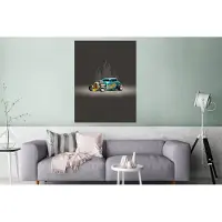 MuchoWow Wanddecoratie Metaal - Aluminium Schilderij Industrieel - Auto - Vintage - Vlammen - Blauw - 120x160 cm - Dibond - Foto op aluminium - Industriële muurdecoratie - Voor de woonkamer/slaapkamer