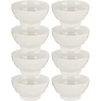 Vivalto Kommetjes/serveer schaaltjes/soepkommen - 8x - Osaka - porselein - D13.5 x H7 cm - ivoor wit - Stapelbaar
