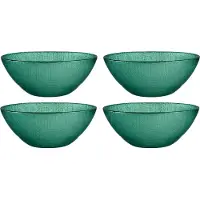 Vivalto Kommetjes/serveer schaaltjes/soepkommen - 4x - Murano - glas - D15 x H6 cm - groen - Stapelbaar