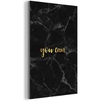 MuchoWow Wanddecoratie Metaal - Aluminium Schilderij Industrieel - Quotes - Motivatie - Goud - Marmer - 60x90 cm - Dibond - Foto op aluminium - Industriële muurdecoratie - Voor de woonkamer/slaapkamer