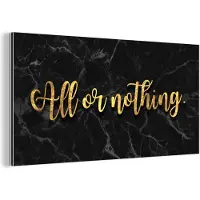 MuchoWow Wanddecoratie Metaal - Aluminium Schilderij Industrieel - Spreuken - Goud - Zwart - Marmer - 120x60 cm - Dibond - Foto op aluminium - Industriële muurdecoratie - Voor de woonkamer/slaapkamer