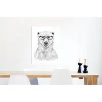 MuchoWow Wanddecoratie Metaal - Aluminium Schilderij Industrieel - IJsbeer - Bril - Wit - Dieren - 60x80 cm - Dibond - Foto op aluminium - Industriële muurdecoratie - Voor de woonkamer/slaapkamer