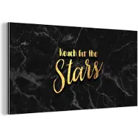 MuchoWow Wanddecoratie Metaal - Aluminium Schilderij Industrieel - Quote - Sterren - Goud - Marmer - 80x40 cm - Dibond - Foto op aluminium - Industriële muurdecoratie - Voor de woonkamer/slaapkamer