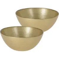 Excellent houseware Kommetjes/serveer schaaltjes - 2x - Athene - glas - D15 x H6 cm - goud - Stapelbaar