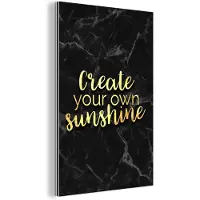 MuchoWow Wanddecoratie Metaal - Aluminium Schilderij Industrieel - Quotes - Sun - Goud - Marmer - 100x150 cm - Dibond - Foto op aluminium - Industriële muurdecoratie - Voor de woonkamer/slaapkamer