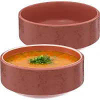 Secret De Gourmet Soepkommen/schaaltjes - 2x - Loft - keramiek - D15xH7 cm - terracotta - Stapelbaar