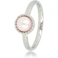 My Bendel - Zilverkleurige Ring met Roze Parel Vintage - Zilverkleurige Ring - Roze Parel - Vintage - met Luxe Cadeauverpakking | Sieraden Voor Dames | Maat 17.00 Mm / Maat 53