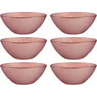 Vivalto Kommetjes/serveer schaaltjes/soepkommen - 6x - Murano - glas - D15 x H6 cm - roze - Stapelbaar