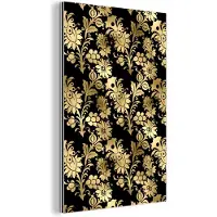 MuchoWow Wanddecoratie Metaal - Aluminium Schilderij Industrieel - Patronen - Bloemen - Goud - 120x180 cm - Dibond - Foto op aluminium - Industriële muurdecoratie - Voor de woonkamer/slaapkamer