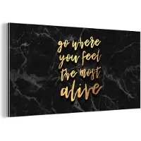 MuchoWow Wanddecoratie Metaal - Aluminium Schilderij Industrieel - Quotes - Leven - Marmer - 160x80 cm - Dibond - Foto op aluminium - Industriële muurdecoratie - Voor de woonkamer/slaapkamer