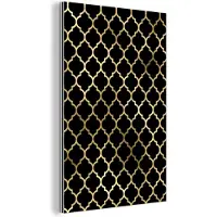 MuchoWow Wanddecoratie Metaal - Aluminium Schilderij Industrieel - Patronen - Goud - Zwart - 60x90 cm - Dibond - Foto op aluminium - Industriële muurdecoratie - Voor de woonkamer/slaapkamer