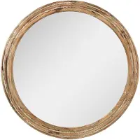 Clayre & Eef Spiegel Ø 60x6 cm groen hout glas rond wandspiegel