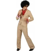 Vegaoo - Beige disco kostuum met franjes voor mannen