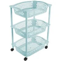 Hega hogar Keuken opberg trolleys/roltafels met 3 manden 62 cm lichtblauw - Opberg trolley