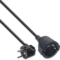 InLine CEE 7/7 (haaks) - CEE 7/3 (recht) stroom verlengkabel | 3x 1,50mm | zwart | 15 meter