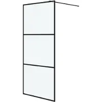 vidaXL Inloopdouchewand 90x195 cm mat ESG-glas zwart