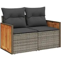 Super Merchant Tuinbank 2-zits met kussens poly rattan grijs
