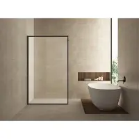 Wiesbaden Douchewand Square 8 mm 100x200cm Stabilisatiestang | Nano Coating | Mat Zwart | Inloopdouche