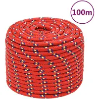 vidaXL Boottouw 14 mm 100 m polypropyleen rood