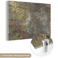 MuchoWow Glasschilderij 180x120 cm - Schilderij acrylglas - Roest - Leisteen - Stenen - Industrieel - Foto op glas - Schilderijen