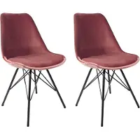 Kick Collection kuipstoel Velvet roze - zwart frame - set van 2