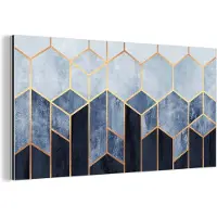 MuchoWow Wanddecoratie Metaal - Aluminium Schilderij Industrieel - Hexagon - Gold - Luxe - Patronen - 120x60 cm - Dibond - Foto op aluminium - Industriële muurdecoratie - Voor de woonkamer/slaapkamer