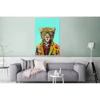 MuchoWow Wanddecoratie Metaal - Aluminium Schilderij Industrieel - Dier - Bril - Luipaard - Strik - Design - 80x120 cm - Dibond - Foto op aluminium - Industriële muurdecoratie - Voor de woonkamer/slaapkamer