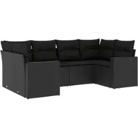 vidaXL 6-delige Loungeset met kussens poly rattan zwart