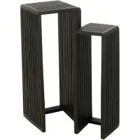 J-Line Set of 2 side tables cubic recycle teak black