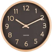 Karlsson - Wandklok Pure Wood Grain, klein - Zwart