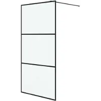 vidaXL Inloopdouchewand 100x195 cm mat ESG-glas zwart