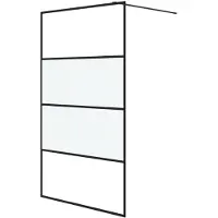 vidaXL Inloopdouchewand 115x195 cm halfmat ESG-glas zwart