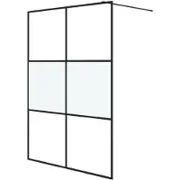 vidaXL Inloopdouchewand 140x195 cm halfmat ESG-glas zwart