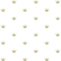 Origin Wallcoverings behang kroontjes mat wit en goud - 347678 - 0,53 x 10,05 m