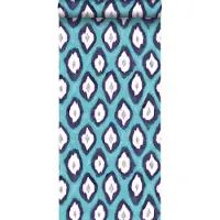 Origin Wallcoverings behang ikat motief turquoise - 346917 - 53 cm x 10,05 m