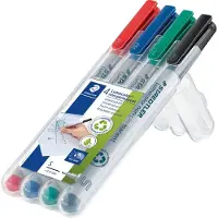 Staedtler Lumocolor 311 Overheadmarker 97% Gerecycled Extra Fijn Viltstift 0,4 mm Kleurenassortiment Navulbaar 4 Stuks