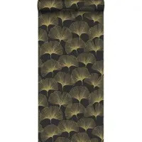Origin Wallcoverings behang ginkgo bladeren zwart en goud - 347734 - 0,53 x 10,05 m
