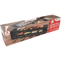 Alpina Raclette Gourmet Set - 800 W - Raclette en Grill - Anti-Aanbaklaag - RVS - Makkelijk Meenemen - Zwart