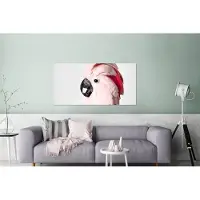 MuchoWow Wanddecoratie Metaal - Aluminium Schilderij Industrieel - Kaketoe - Roze - Dieren - Natuur - 160x80 cm - Dibond - Foto op aluminium - Industriële muurdecoratie - Voor de woonkamer/slaapkamer