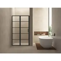 Boss & Wessing Bws nisdeur indus met vast paneel 110x200 cm 8 mm nano glas omkeerbaar mat zwart