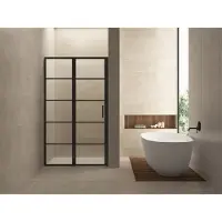 Boss & Wessing Bws nisdeur indus met vast paneel 100x200 cm 8 mm nano glas omkeerbaar mat zwart
