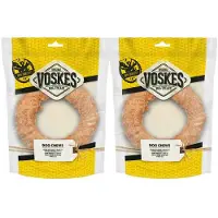 Voskes 2x Hondensnack Kauwring Runderhuid met Kip 19 cm